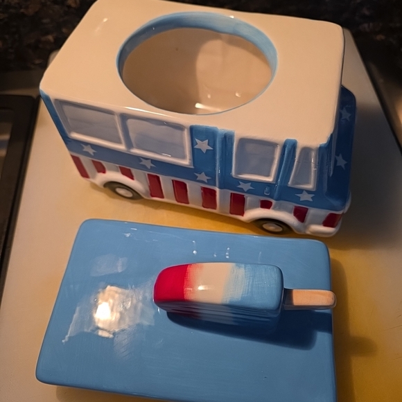 Patriotic Ice Cream Truck Cookie Jar - Picture 2 of 7